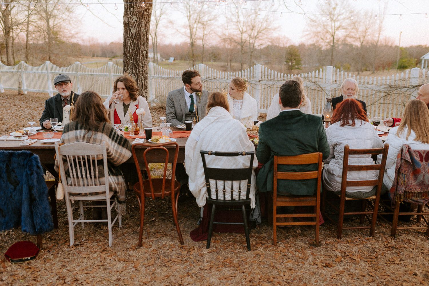 Intimate dinner reception outside